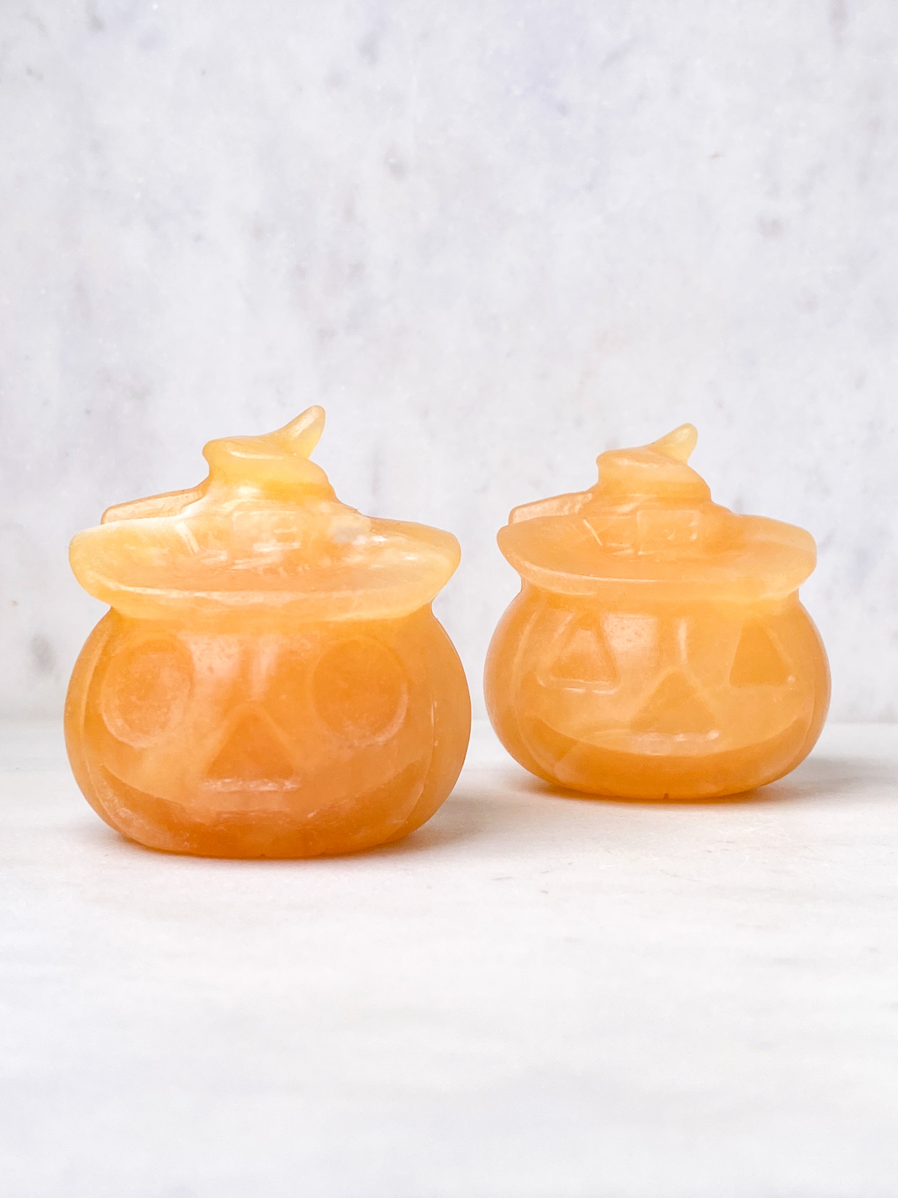 Orange Calcit Græskar m. Hat