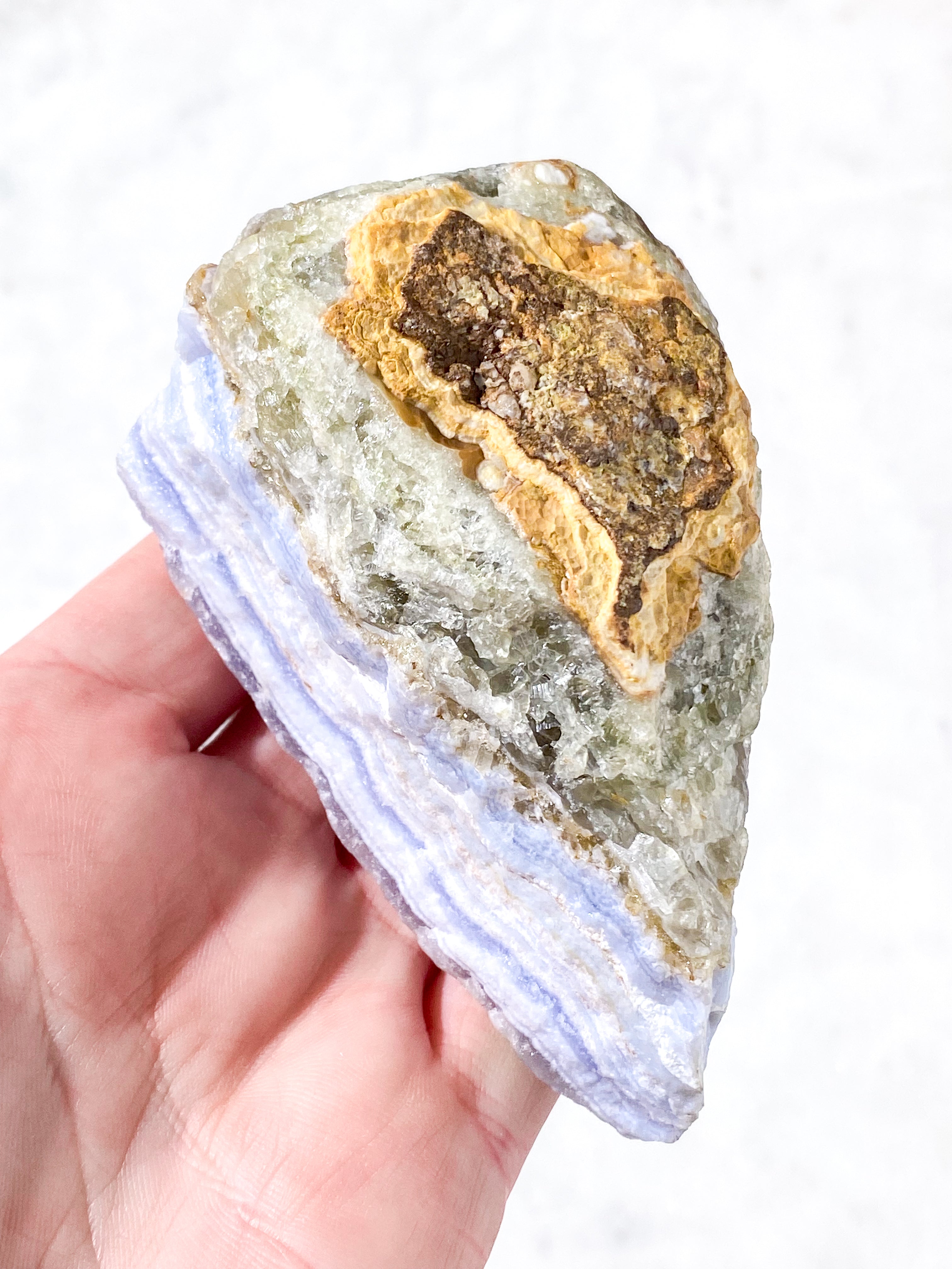 Druzy Rå Blonde Agat Fra Namibia (Nr. 1) Sjælden