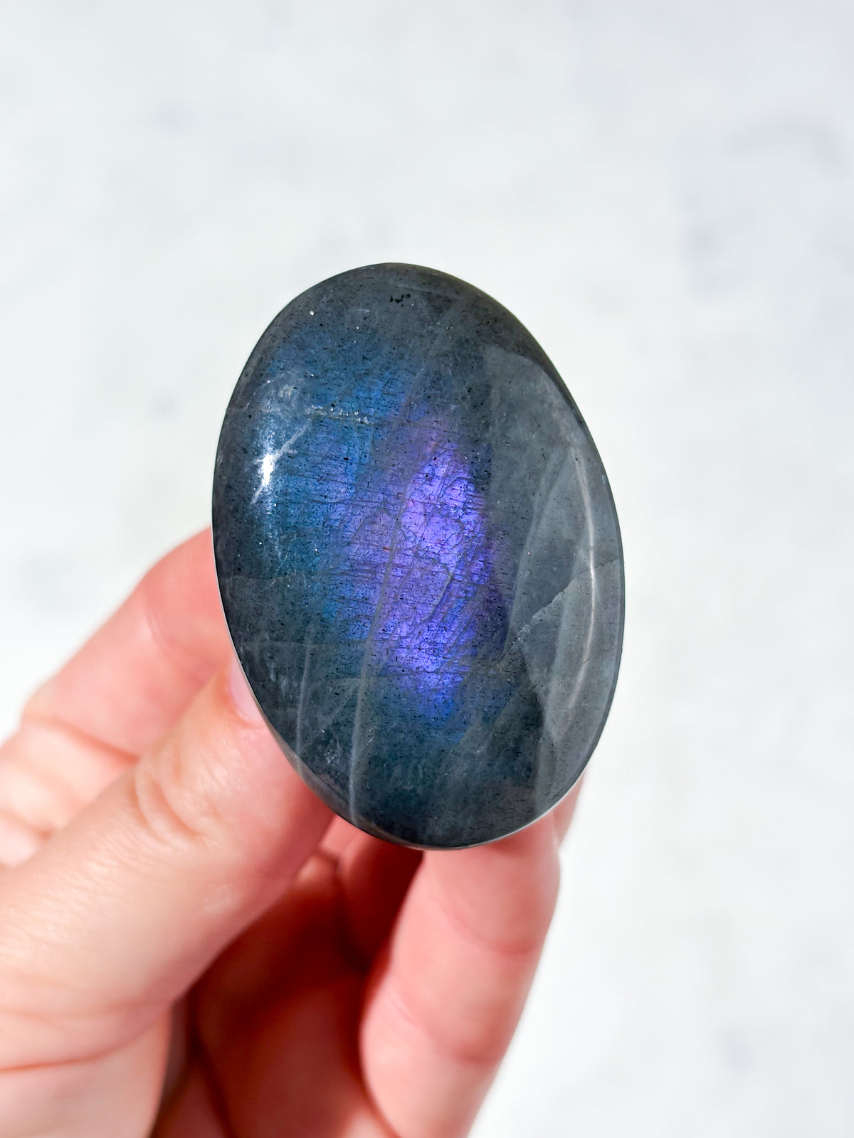 Lilla Labradorit Palmstone (Nr. 40)