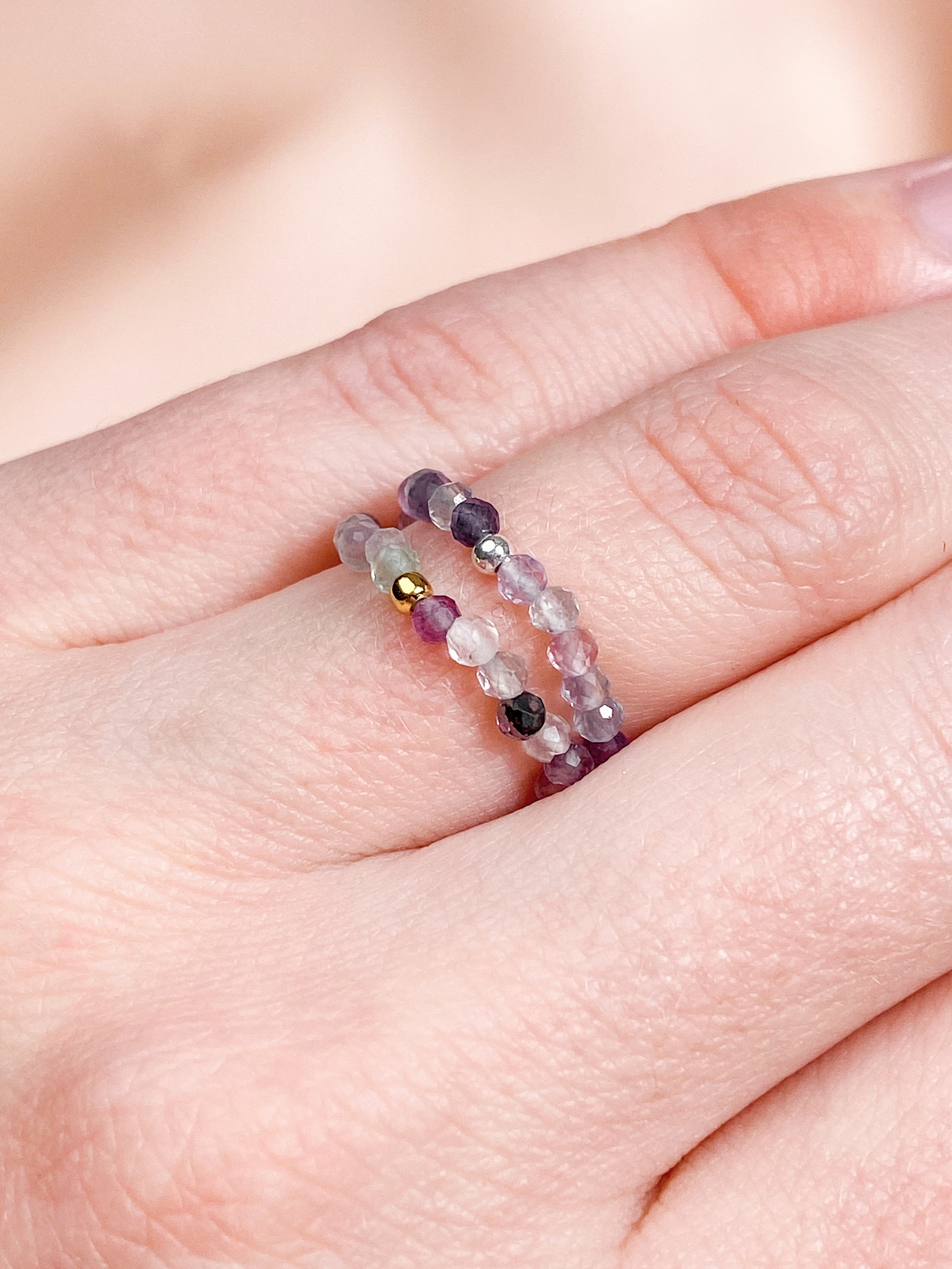 Rainbow Fluorite Ring (Faceted)