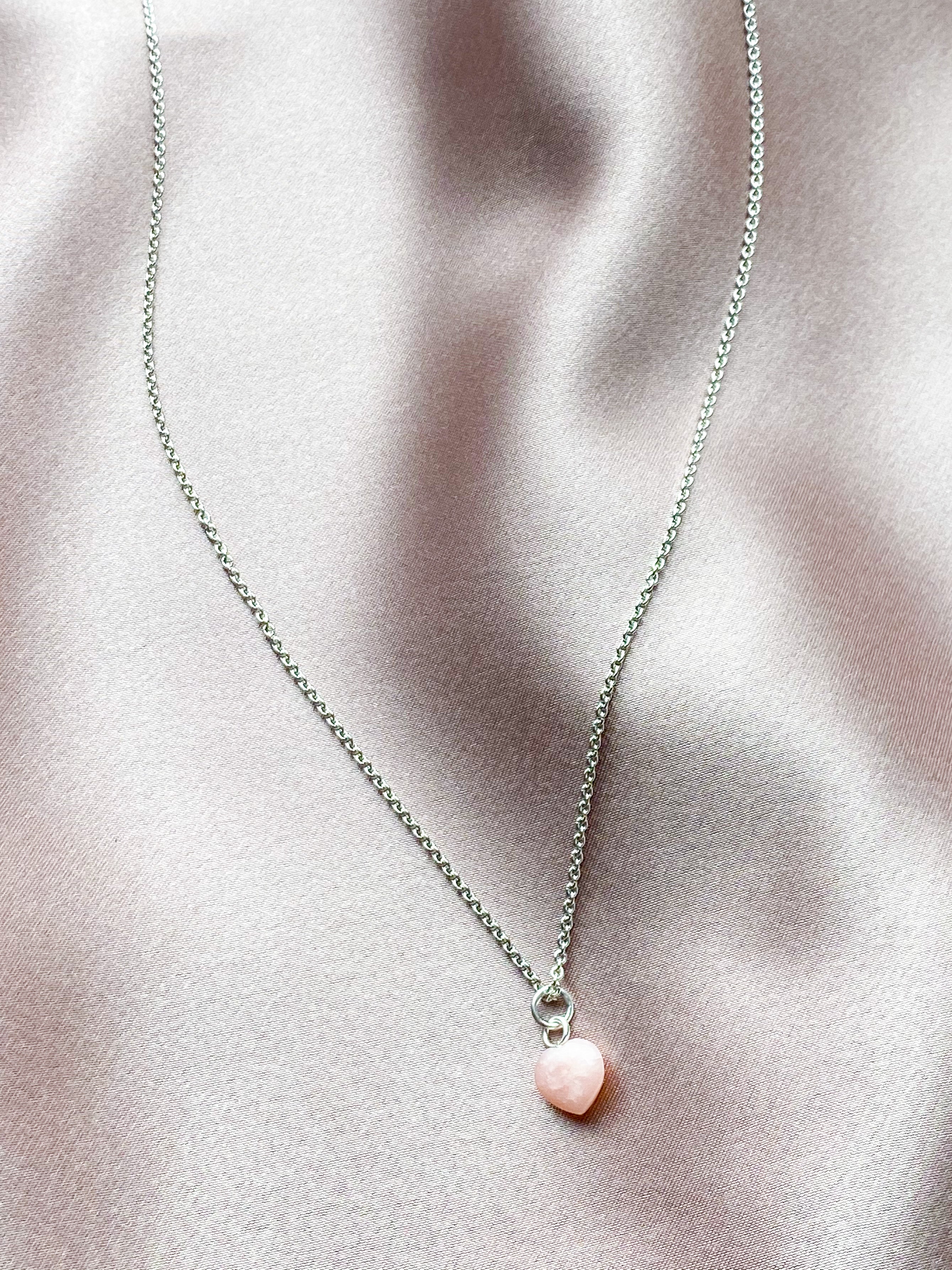 Pink Opal - Petit Heart - Silver
